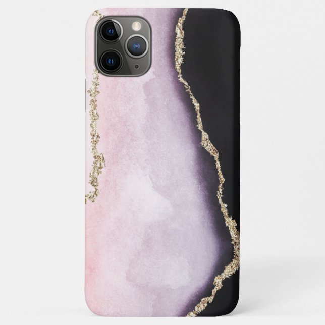 Capa Para iPhone 11 Pro Max Vista das Veias Douradas, Rosa Moderna, Brilhantes (Verso)