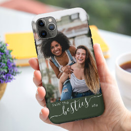 Capa Para iPhone 11 Pro Max Vivendo na Besties Life Cita Foto de Amigos Verdes