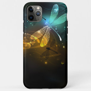 Capa Para iPhone 11 Pro Max Voo luminoso verde de libélula