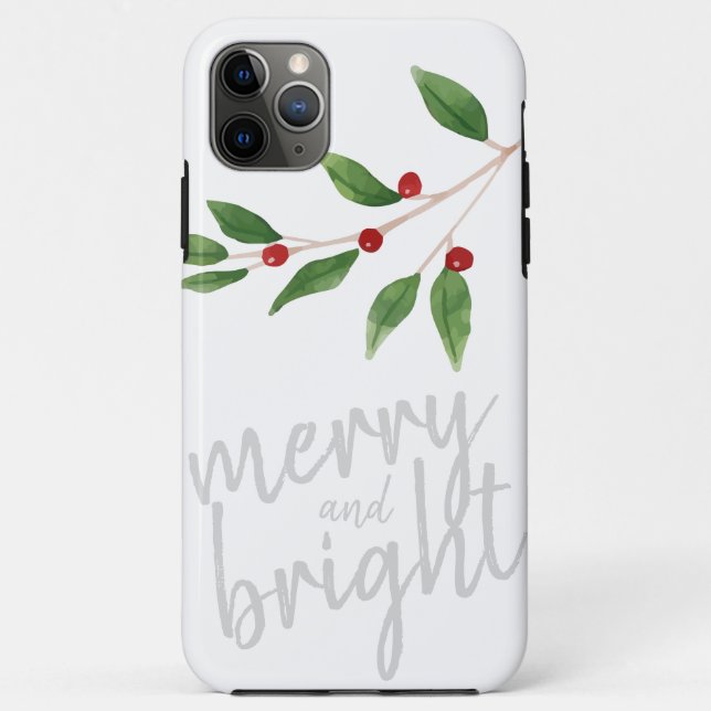 Capa Para iPhone 11 Pro Max Winterberry de Natal de Feliz e Feriado Brilhante (Verso)