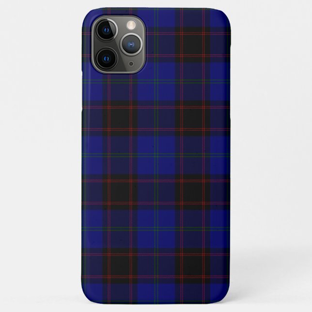 Capa Para iPhone 11 Pro Max Xadrez azul-tartã inicial (Verso)