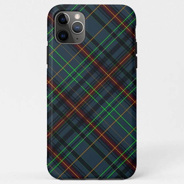 Capa Para iPhone 11 Pro Max Xadrez em azul, laranja, verde... (Verso)