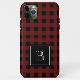 Capa Para iPhone 11 Pro Max Xadrez Rústico Lenhador Búfalo Monograma Personali