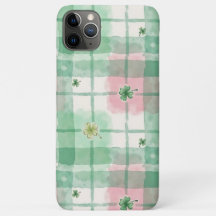 Xadrez Verde e Rosa em Aquarela Trevo da Sorte