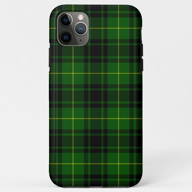 Capa Para iPhone 11 Pro Max Xadrez verde MacArthur tartan (Verso)