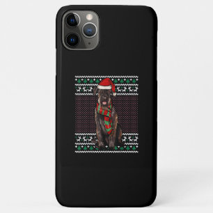 Capa Para iPhone 11 Pro Max Xmas Giant Schnauzer Cachorro Santa Chapéu Feio Na