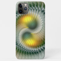 Yin Yang Verde Amarelo Abstrato Colorido Fractal