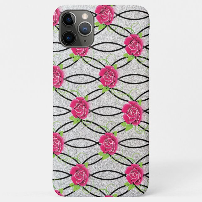 Capa Para iPhone 11 Pro Max Zig Zag Pattern, flor (Verso)