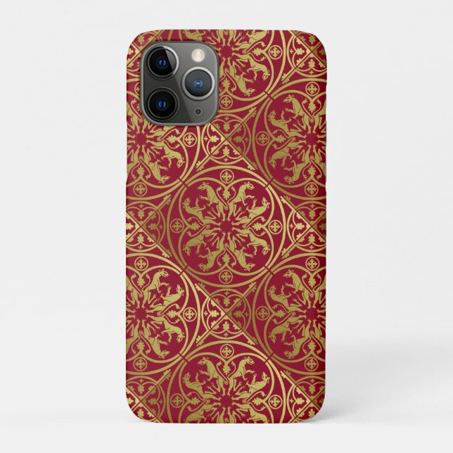 Capa Para iPhone 11 Pro Medieval Renaisance Herald Lion Leopard Metálico (Verso)