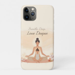 Capa Para iPhone 11 Pro Meditação de Mãe e Filho Arte Serenidade