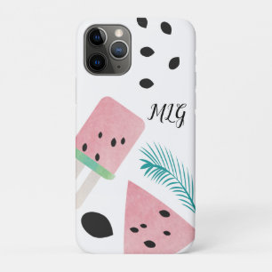 Capa Para iPhone 11 Pro Melancia de Verão Folha e Sementes Tropicais