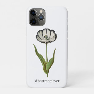 Capa Para iPhone 11 Pro Melhor Mãe Vintage Etiqueta de Bagagem Tulipa