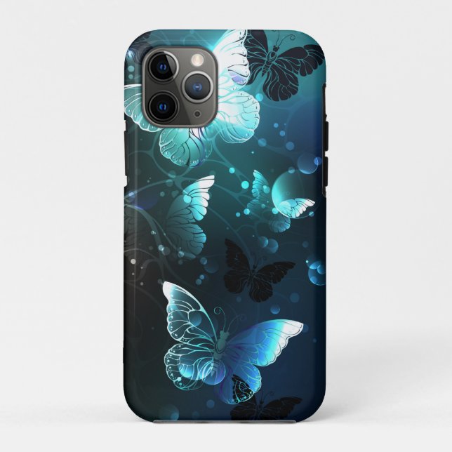 Capa Para iPhone 11 Pro Mint Night Butterflies (Verso)