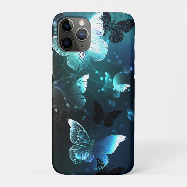 Capa Para iPhone 11 Pro Mint Night Butterflies (Verso)