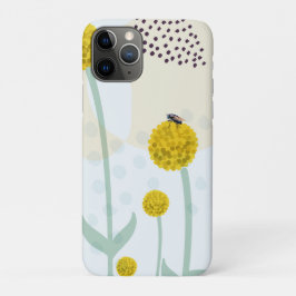 Capa Para iPhone 11 Pro Modern Abstract Botanical Yellow Billy Button