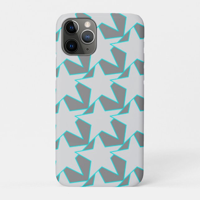 Capa Para iPhone 11 Pro Modern Star Geométrico - cinzas e turquesa (Verso)