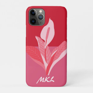 Capa Para iPhone 11 Pro Moderna Calla Lily Red Pink Monograma