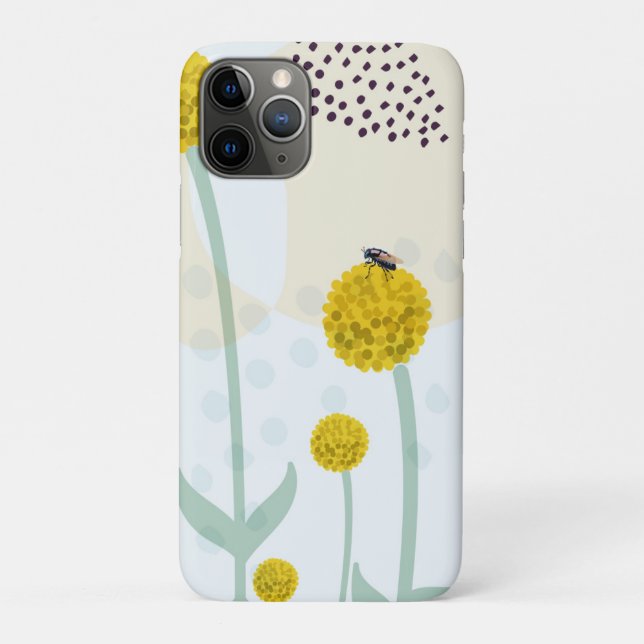 Capa Para iPhone 11 Pro Moderno Botânico Abstrato Amarelo Billy Button (Verso)