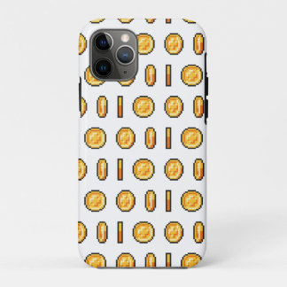 Capa Para iPhone 11 Pro Moeda de Jogo Dourada Padrão Estilo Pixel 8-Bit