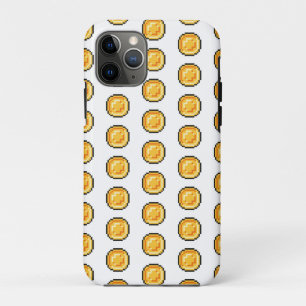 Capa Para iPhone 11 Pro Moeda de Jogo Dourada Padrão Estilo Pixel 8-Bit