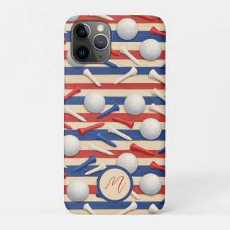 Capa Para iPhone 11 Pro Monogram patriotic red white & blue golf 