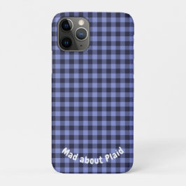 Capa Para iPhone 11 Pro Monograma Azul e Preto de Xadrez Buffalo Simples |