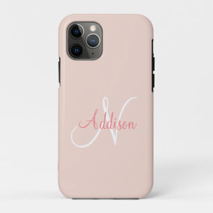 Capa Para iPhone 11 Pro Monograma Branco Cor-de-Rosa Esbranquiçada Persona