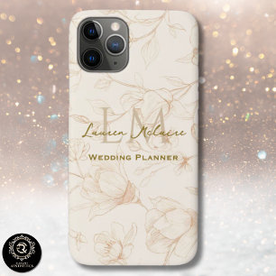 Capa Para iPhone 11 Pro Monograma de Flores Silvestres Neutras Negócios Ch