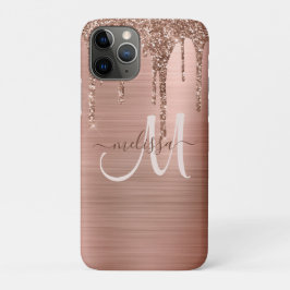 Capa Para iPhone 11 Pro Monograma de Lixo Dourado de Rosa Chic