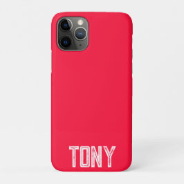 Capa Para iPhone 11 Pro Monograma de Nome Personalizado de Cor Vermelha Só