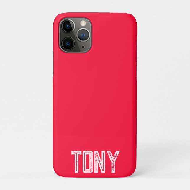 Capa Para iPhone 11 Pro Monograma de Nome Personalizado de Cor Vermelha Só (Verso)