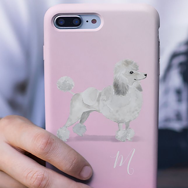 Capa Para iPhone 11 Pro Monograma de Poodô Rosa-Rosa-Rosa-Cão (Criador carregado)
