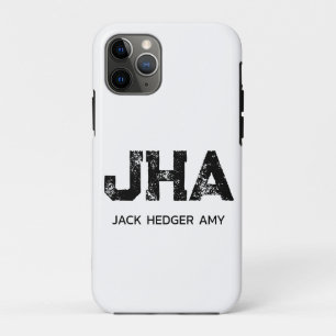 CAPA PARA iPhone 11 PRO MONOGRAMA DE TRÊS LETRAS PRETO MINIMALISTA NOME BR