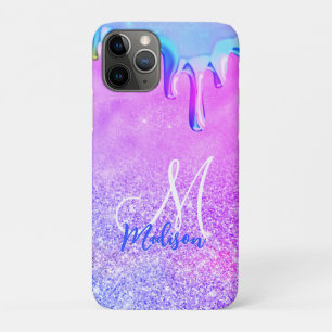 Capa Para iPhone 11 Pro Monograma de unicórnio branco roxo, cor-de-rosa, c