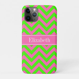Capa Para iPhone 11 Pro Monograma do nome Chevron do Verde limão LG Quadr