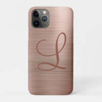 Monograma Dourado de Rosa com metal escovado inici