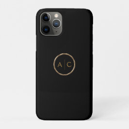 Capa Para iPhone 11 Pro Monograma Dourado Mínimo em PRETO