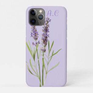 Capa Para iPhone 11 Pro Monograma feminino e Lavanda roxa