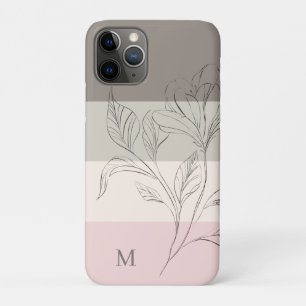Capa Para iPhone 11 Pro Monograma Floral de Bloco de Cores de Tauta Rosa