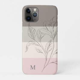 Capa Para iPhone 11 Pro Monograma Floral de Blocos de Cor de Creme de Taut