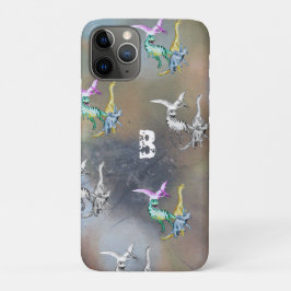 Capa Para iPhone 11 Pro Monograma Infantil de Dinossauro em Aquarela