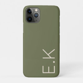 Capa Para iPhone 11 Pro Monograma Inicial Personalizada Minimalista Verde 
