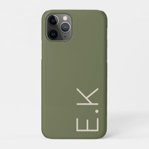 Capa Para iPhone 11 Pro Monograma Inicial Personalizada Minimalista Verde 