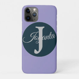 Capa Para iPhone 11 Pro Monograma laranja cinza azul personalizado Elegant