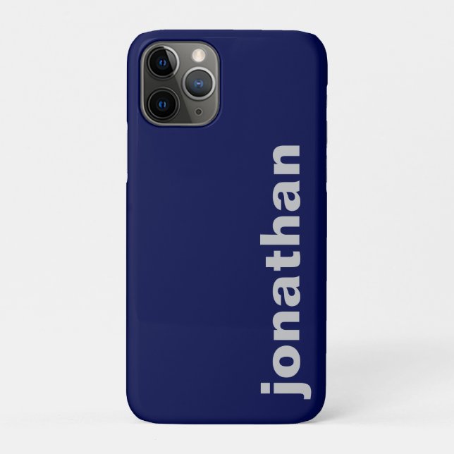 Capa Para iPhone 11 Pro Monograma Moderno Azul Marinho (Verso)