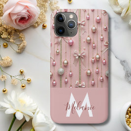 Capa Para iPhone 11 Pro monograma moderno de fita rosa-cinzenta