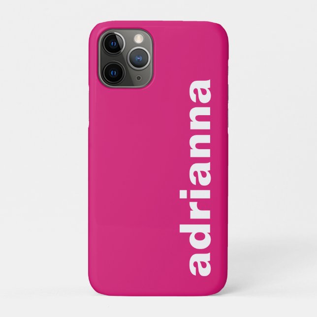 Capa Para iPhone 11 Pro Monograma Moderno Rosa Vibrante (Verso)