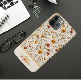 Capa Para iPhone 11 Pro Monograma Rustic Wildflower - Padrão Floral Boho