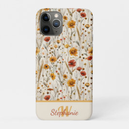Capa Para iPhone 11 Pro Monograma Rustic Wildflower - Padrão Floral Boho