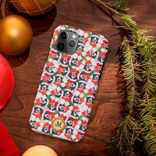 Capa Para iPhone 11 Pro Montanha Bernesa Verde Dourado Cachorro Fofo Natal